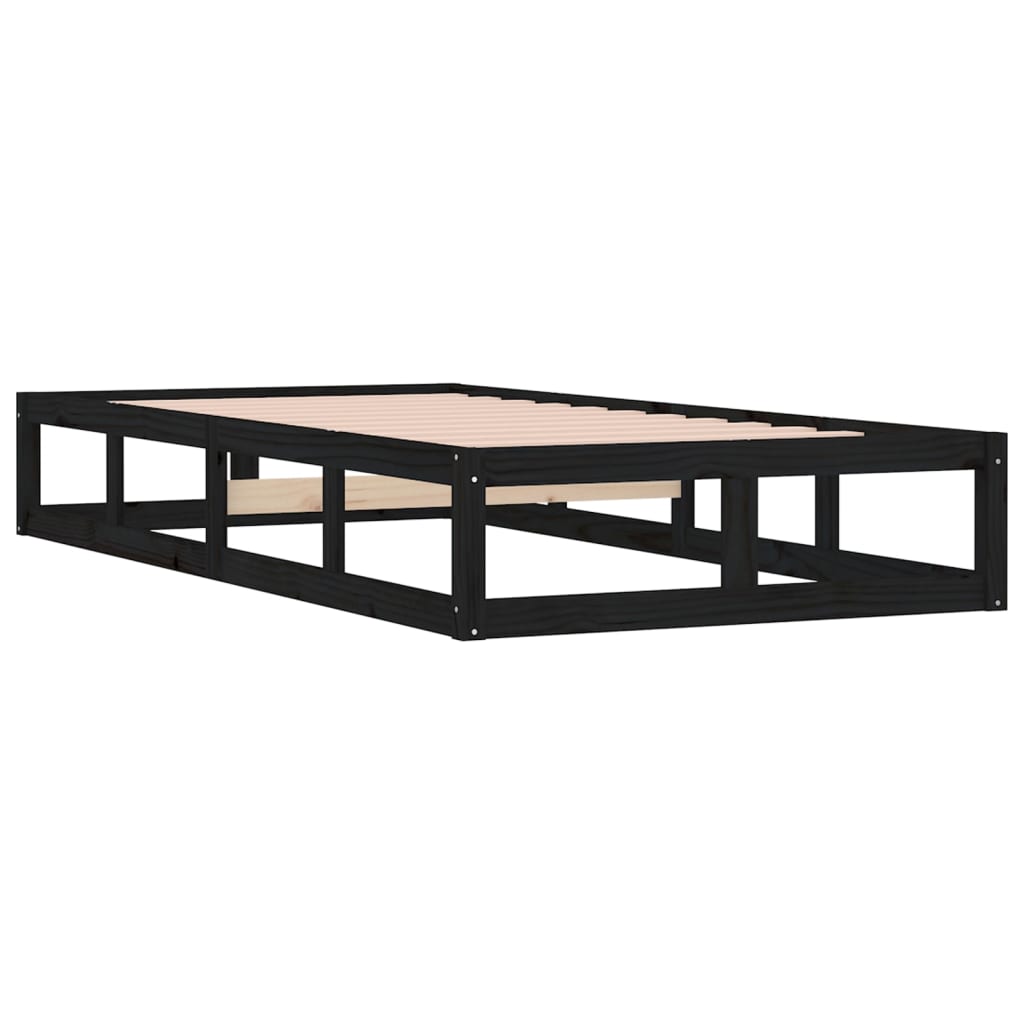 Sängynrunko musta 100x200 cm täysi puu - Sisustajankoti.fi