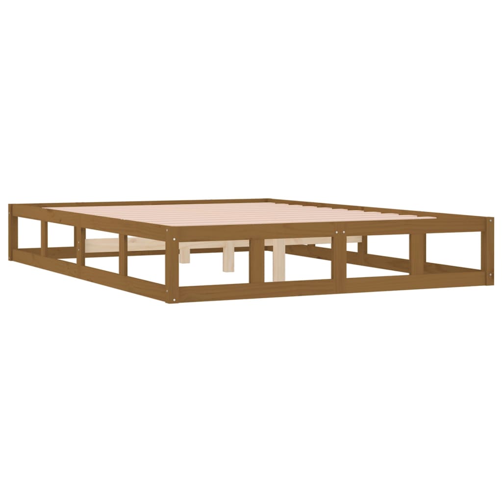 Sängynrunko hunajanruskea 200x200 cm täysi mänty - Sisustajankoti.fi