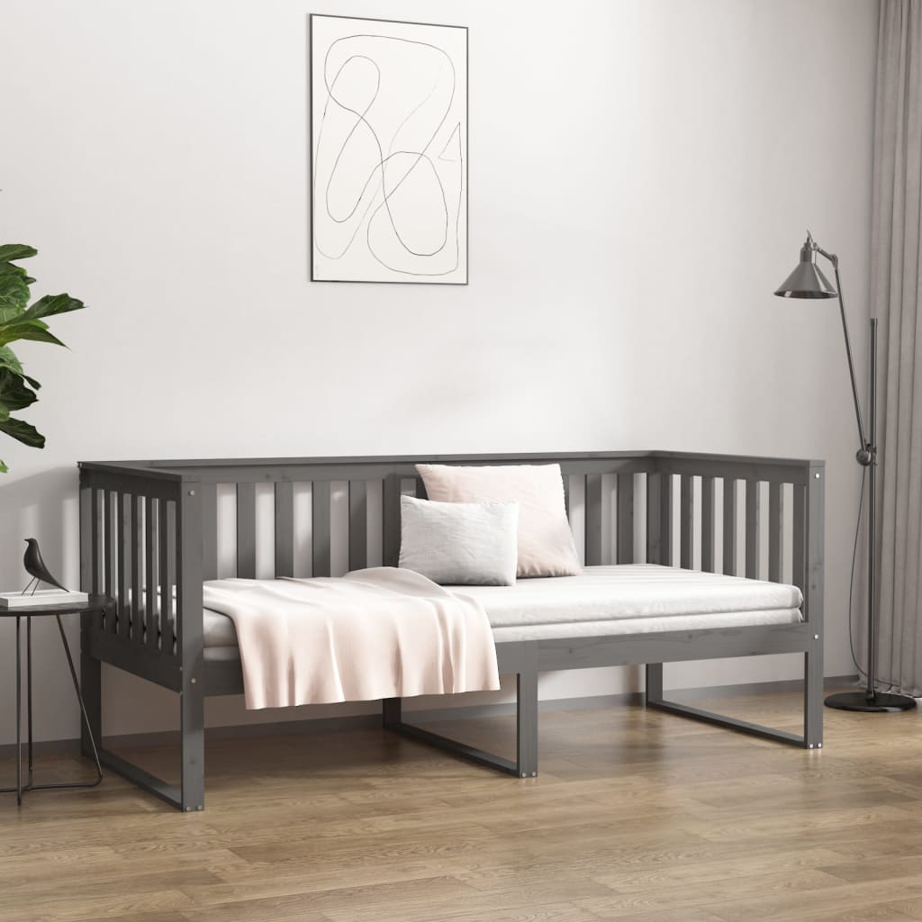 Sohvasänky harmaa 100x200 cm täysi mänty - Sisustajankoti.fi