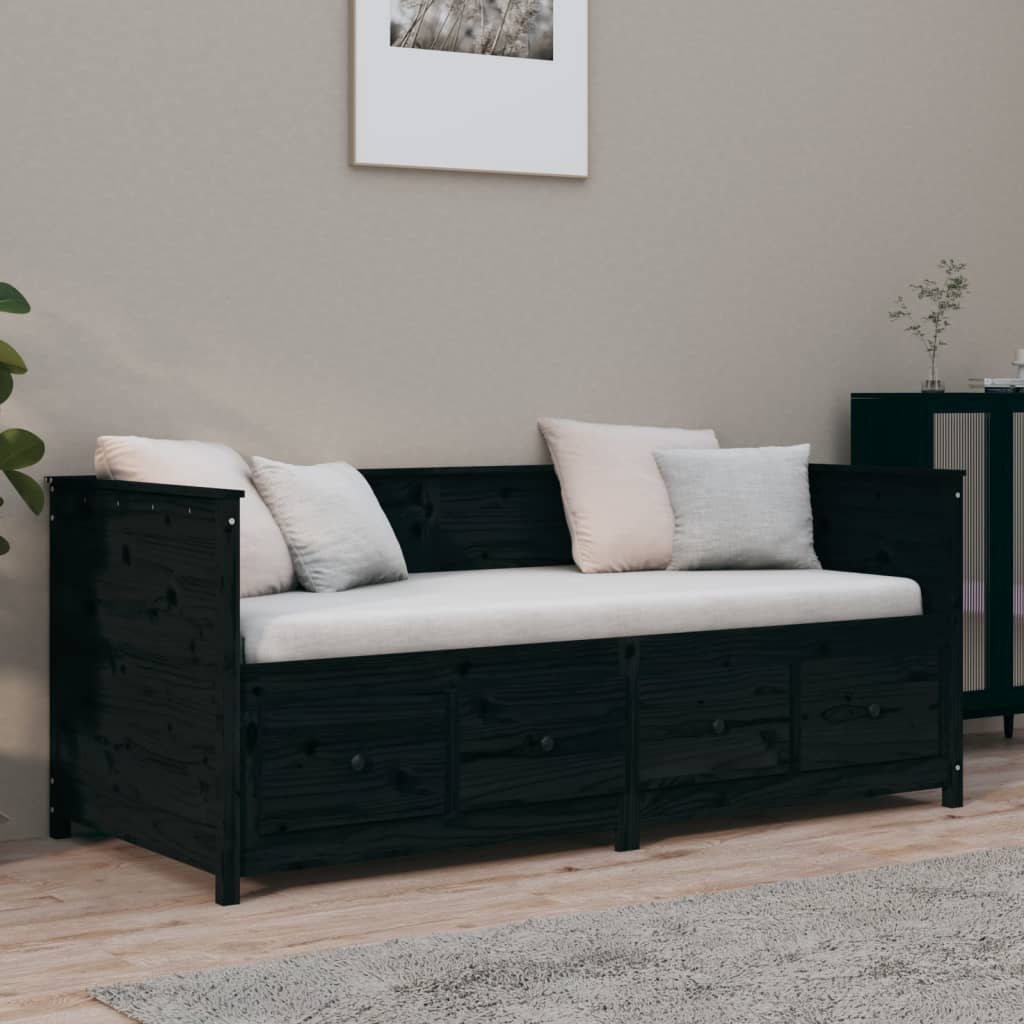 Sohvasänky musta 100x200 cm täysi mänty - Sisustajankoti.fi