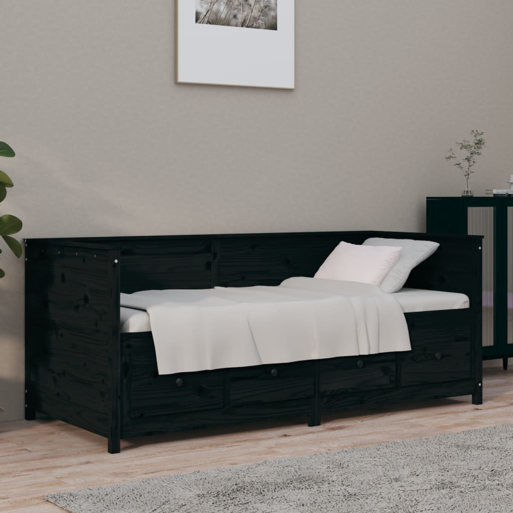 Sohvasänky musta 100x200 cm täysi mänty - Sisustajankoti.fi