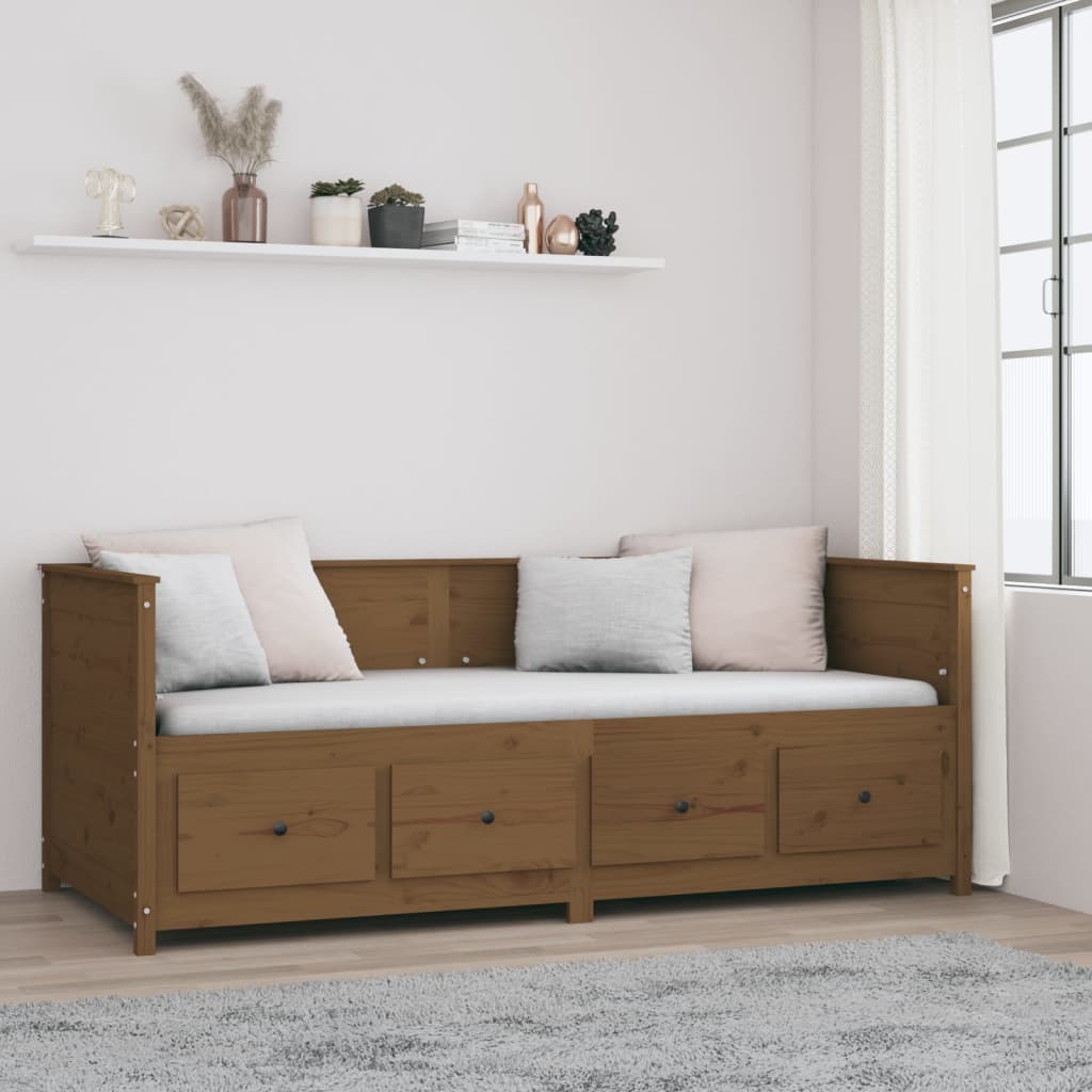 Sohvasänky hunajanruskea 90x200 cm täysi mänty - Sisustajankoti.fi