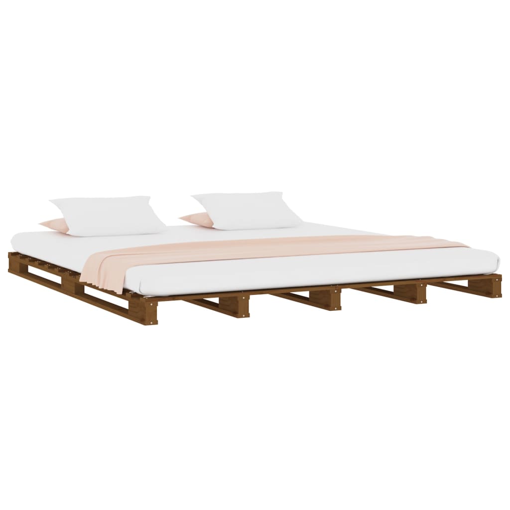 Sängynrunko hunajanruskea 135x190 cm täysi mänty 4FT6 Double - Sisustajankoti.fi