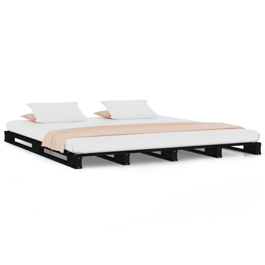 Sängynrunko musta 135x190 cm täysi mänty 4FT6 Double - Sisustajankoti.fi