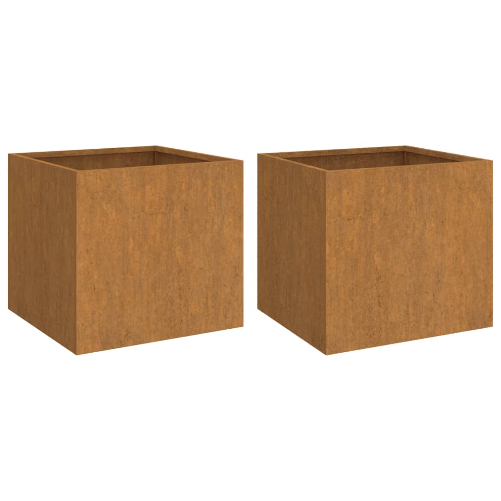 Kukkalaatikot 2 kpl harmaa 32x30x29 cm Corten teräs - Sisustajankoti.fi