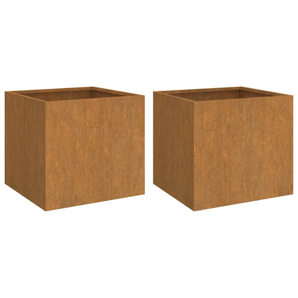 Kukkalaatikot 2 kpl harmaa 49x47x46 cm Corten teräs - Sisustajankoti.fi