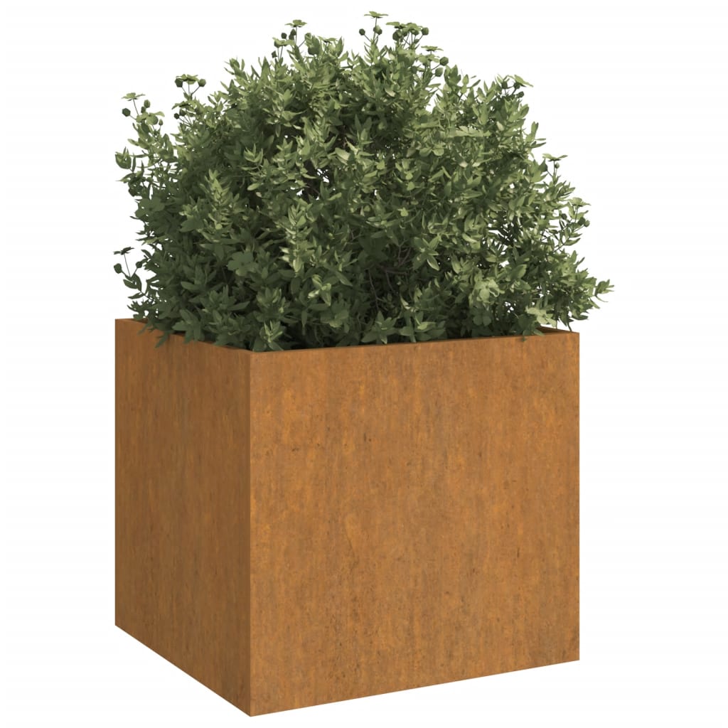 Kukkalaatikot 2 kpl harmaa 49x47x46 cm Corten teräs - Sisustajankoti.fi