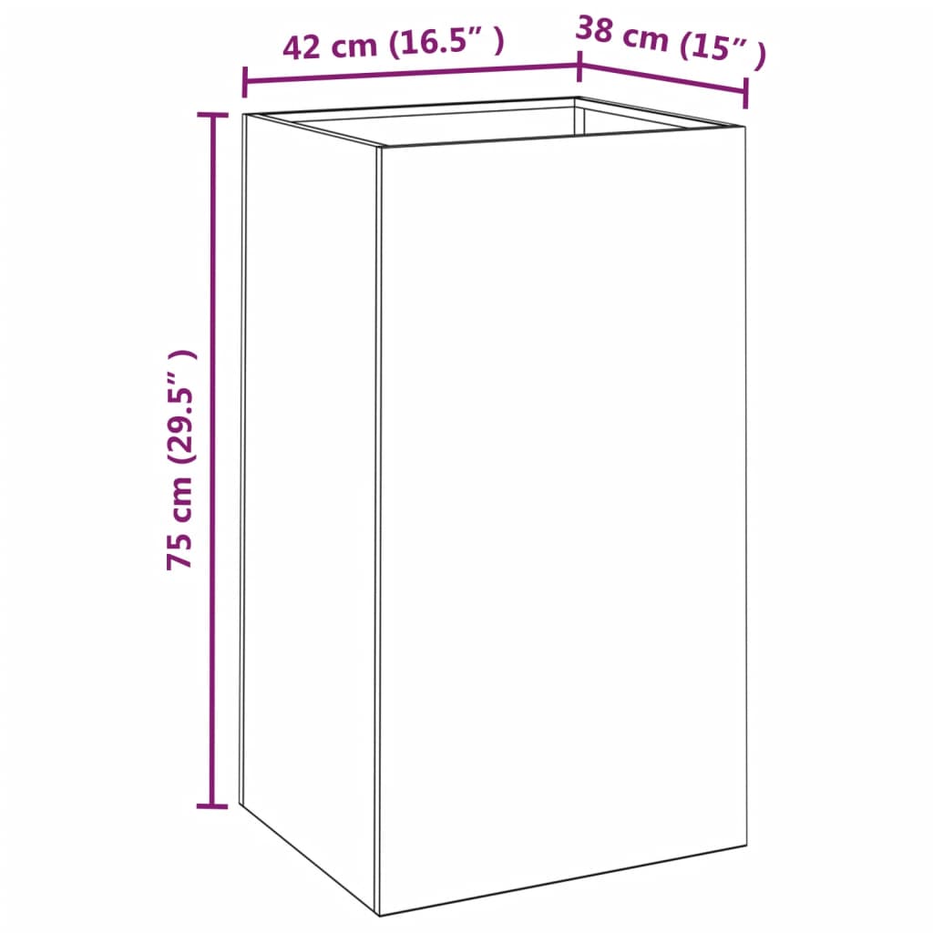 Kukkalaatikko harmaa 42x38x75 cm Corten teräs - Sisustajankoti.fi