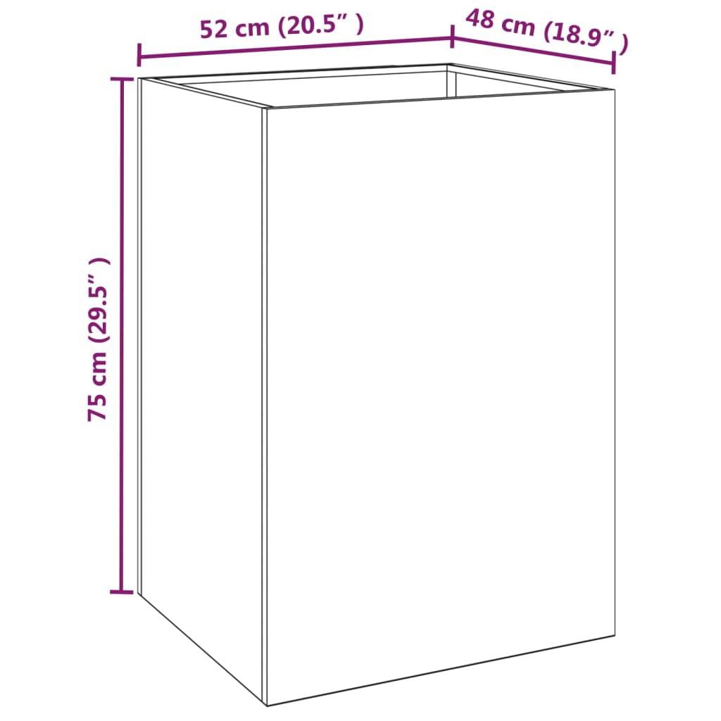 Kukkalaatikko harmaa 52x48x75 cm Corten teräs - Sisustajankoti.fi