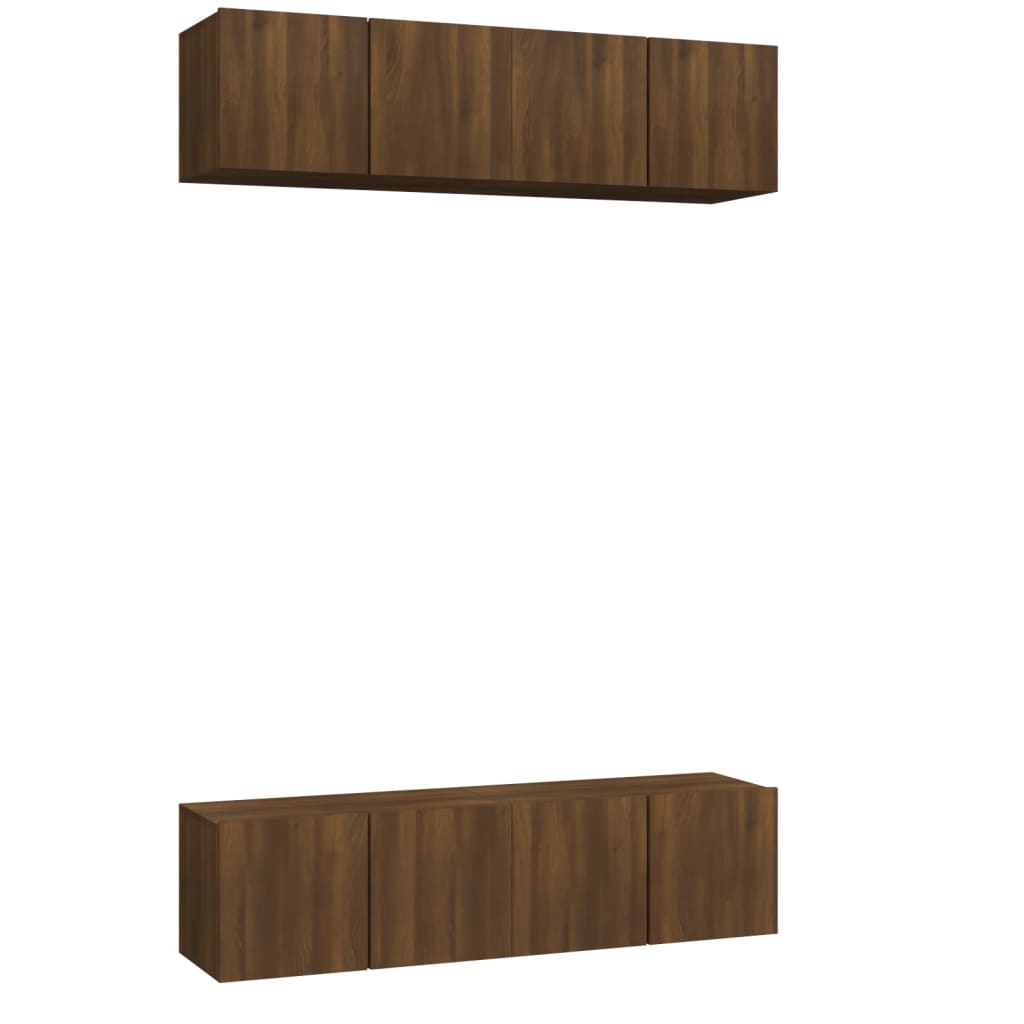 TV-seinäkaapit 4 kpl ruskea tammi 60x30x30 cm tekninen puu - Sisustajankoti.fi