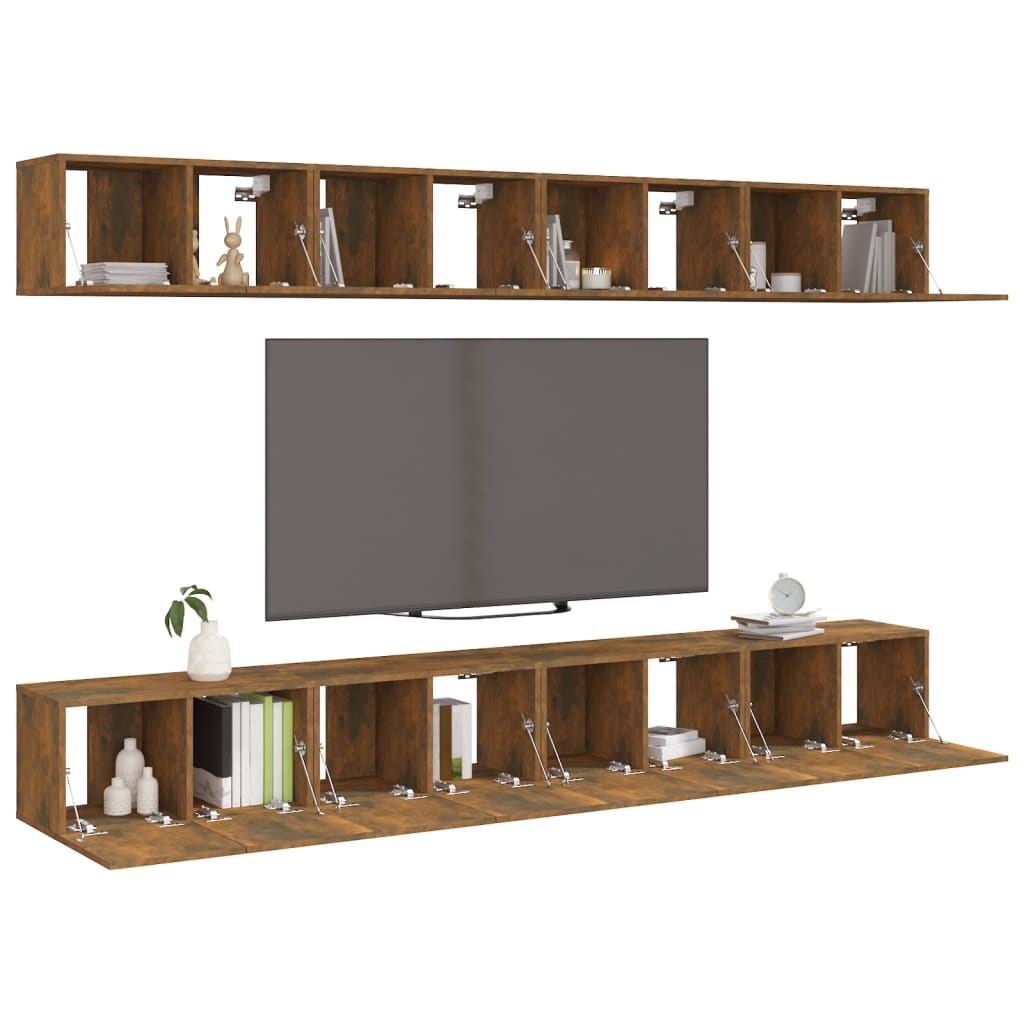 TV-tasot 8 kpl savutammi 60x30x30 cm tekninen puu - Sisustajankoti.fi