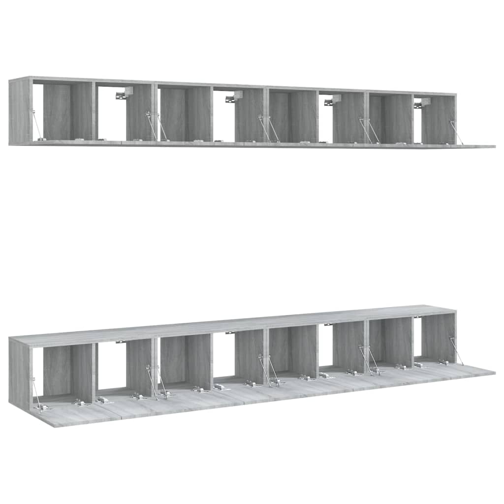 TV-tasot 8 kpl harmaa Sonoma 60x30x30 cm tekninen puu - Sisustajankoti.fi