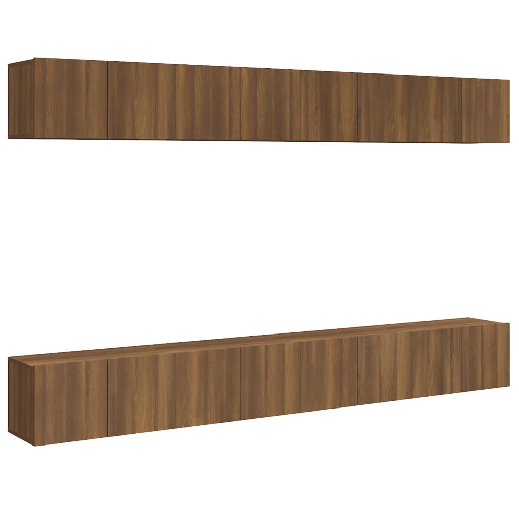 TV-seinäkaapit 8 kpl ruskea tammi 60x30x30 cm tekninen puu - Sisustajankoti.fi