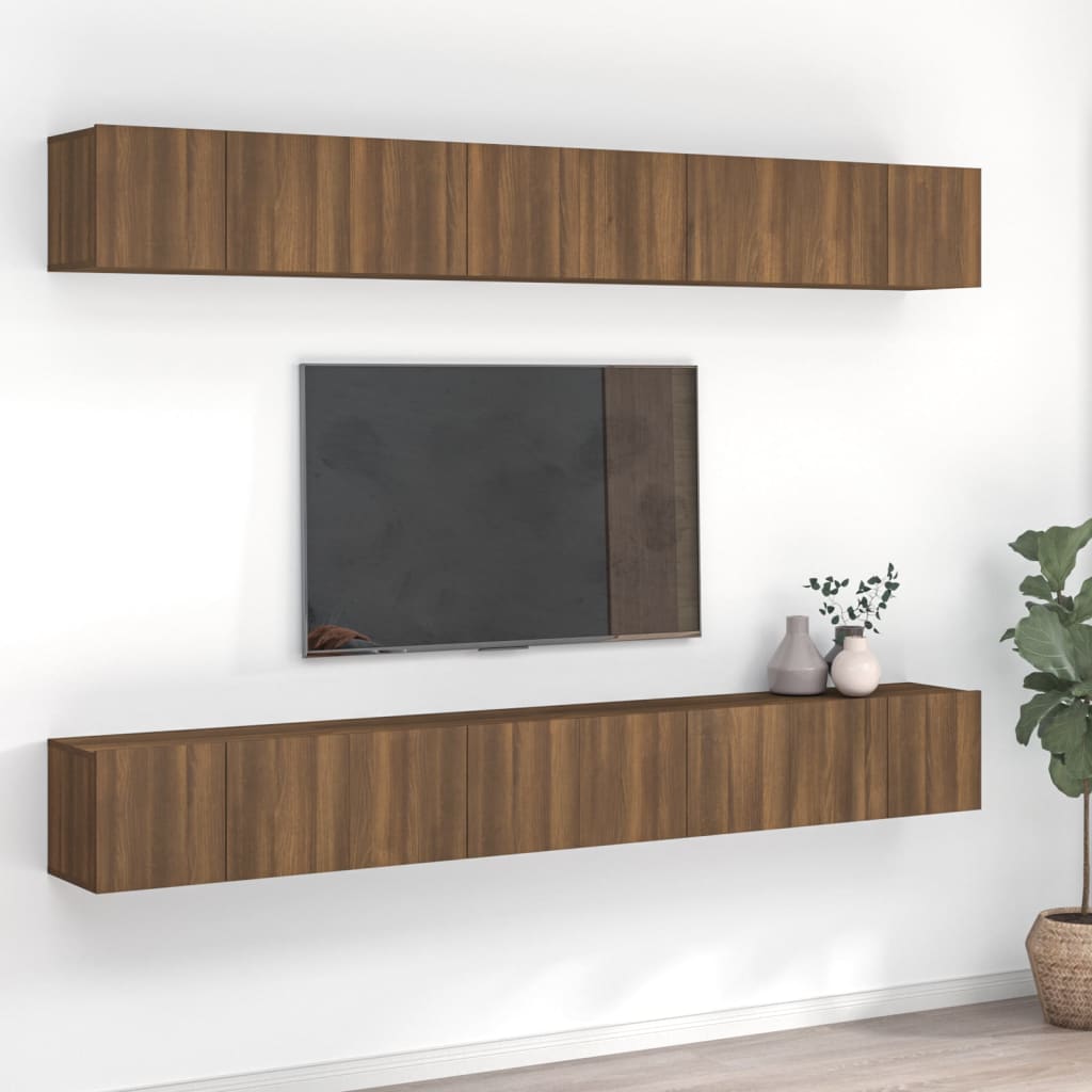 TV-seinäkaapit 8 kpl ruskea tammi 60x30x30 cm tekninen puu - Sisustajankoti.fi