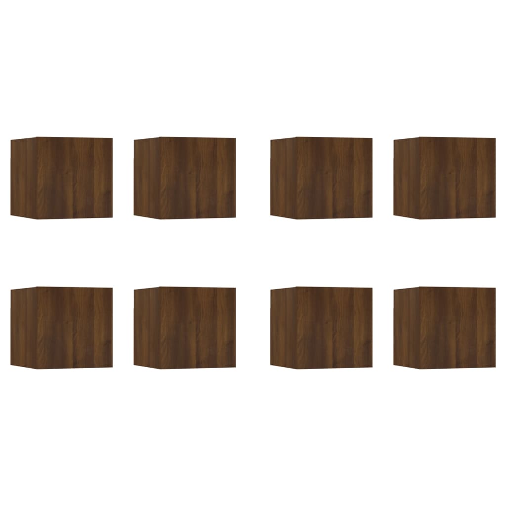 Seinäkiinnitettävät TV-kaapit 8 kpl ruskea tammi 30,5x30x30 cm - Sisustajankoti.fi
