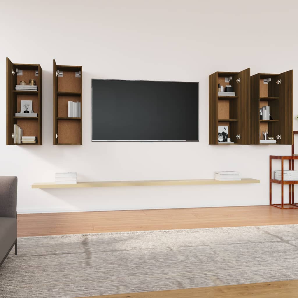 TV-kaapit 4 kpl ruskea tammi 30,5x30x90 cm tekninen puu - Sisustajankoti.fi