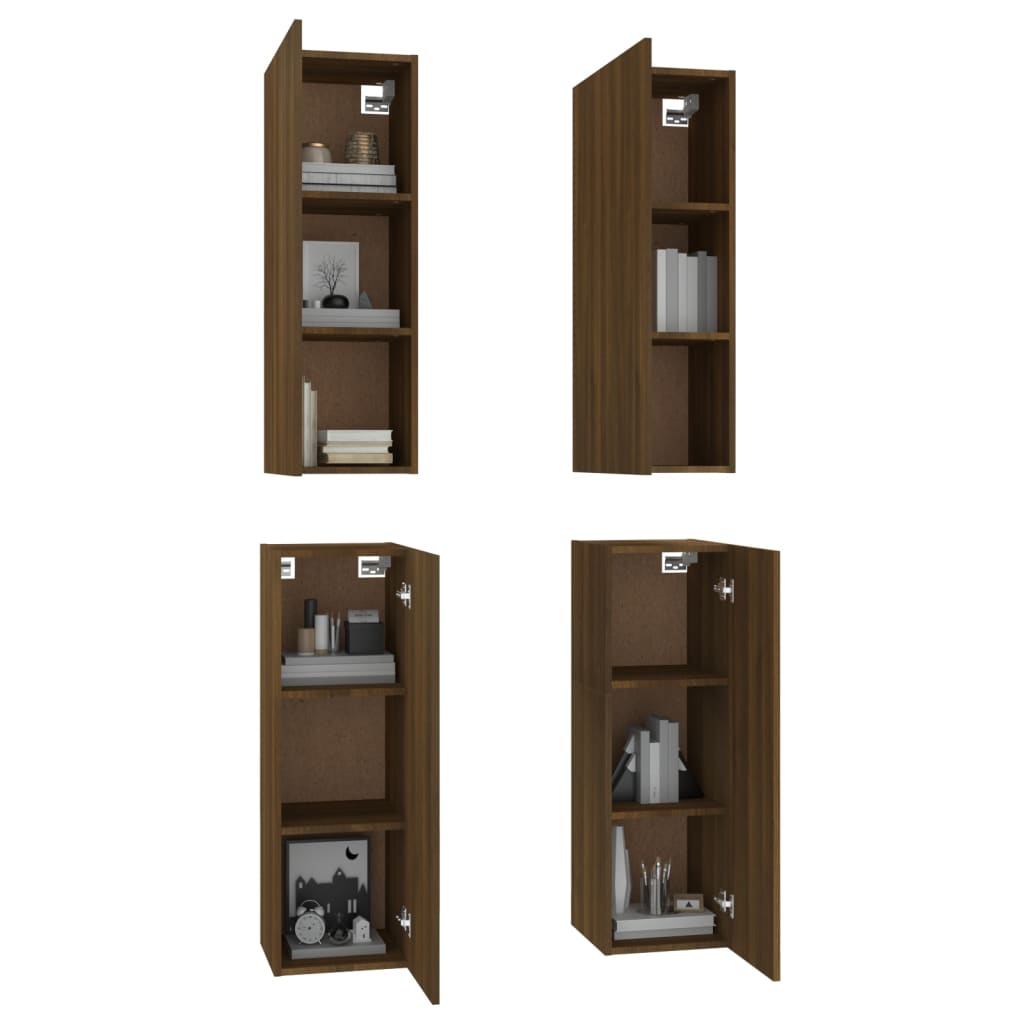 TV-kaapit 4 kpl ruskea tammi 30,5x30x90 cm tekninen puu - Sisustajankoti.fi