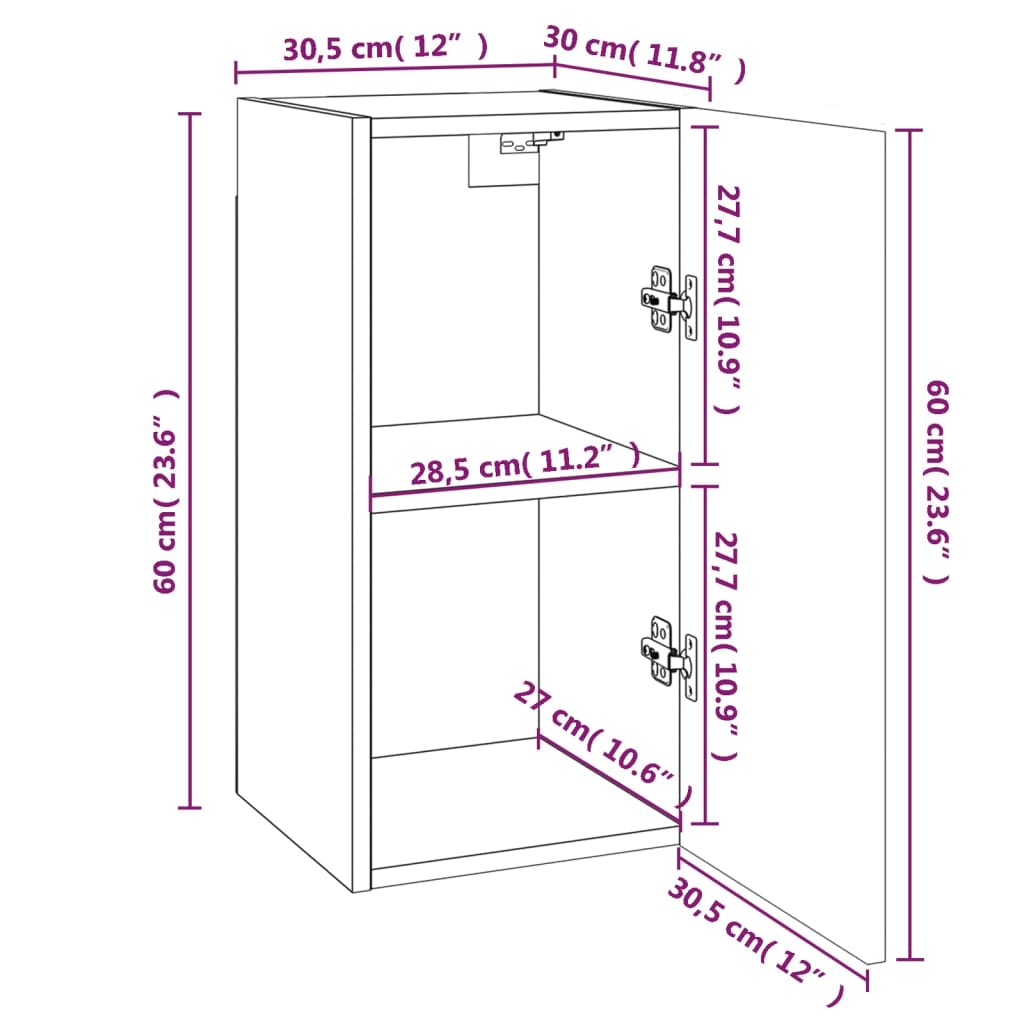 TV-kaapit 7 kpl savutammi 30,5x30x60 cm tekninen puu - Sisustajankoti.fi
