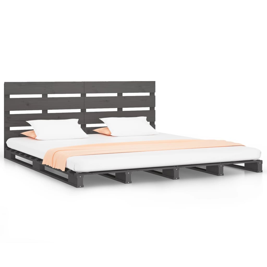 Sängynrunko harmaa 135x190 cm täysi mänty 4FT6 Double - Sisustajankoti.fi