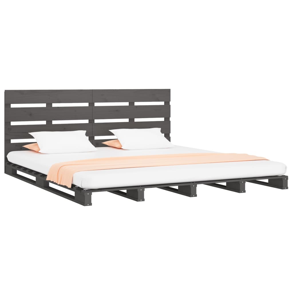 Sängynrunko harmaa 135x190 cm täysi mänty 4FT6 Double - Sisustajankoti.fi
