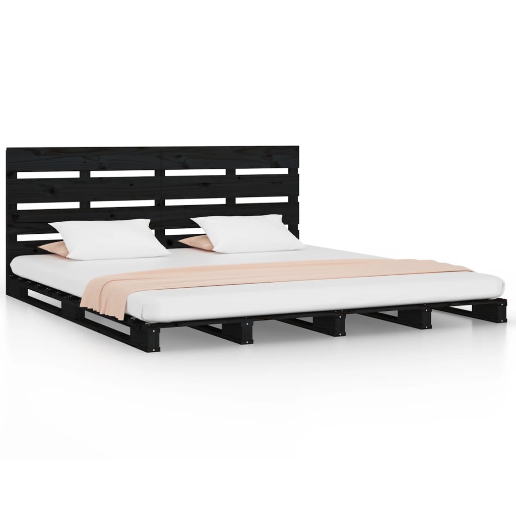 Sängynrunko musta 135x190 cm täysi mänty 4FT6 Double - Sisustajankoti.fi