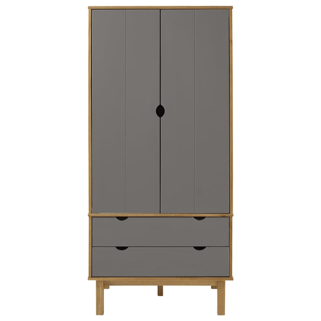 Vaatekaappi OTTA ruskea ja harmaa 76,5x53x172 cm täysi mänty - Sisustajankoti.fi