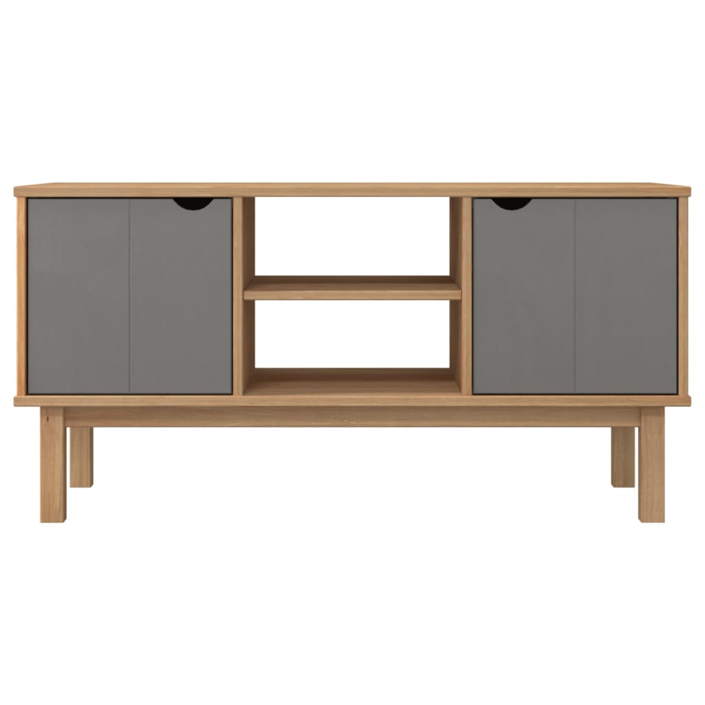 TV-taso OTTA ruskea ja harmaa 113,5x43x57 cm täysi mänty - Sisustajankoti.fi