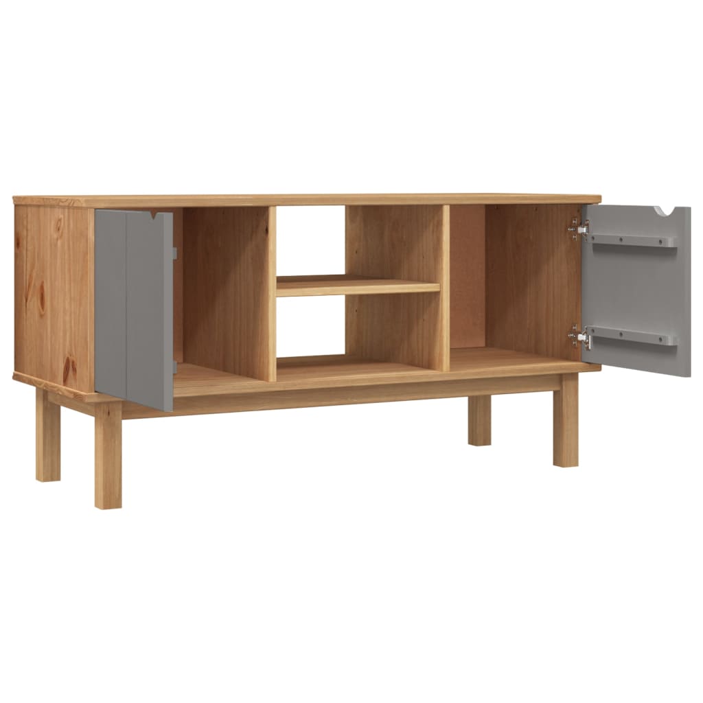 TV-taso OTTA ruskea ja harmaa 113,5x43x57 cm täysi mänty - Sisustajankoti.fi