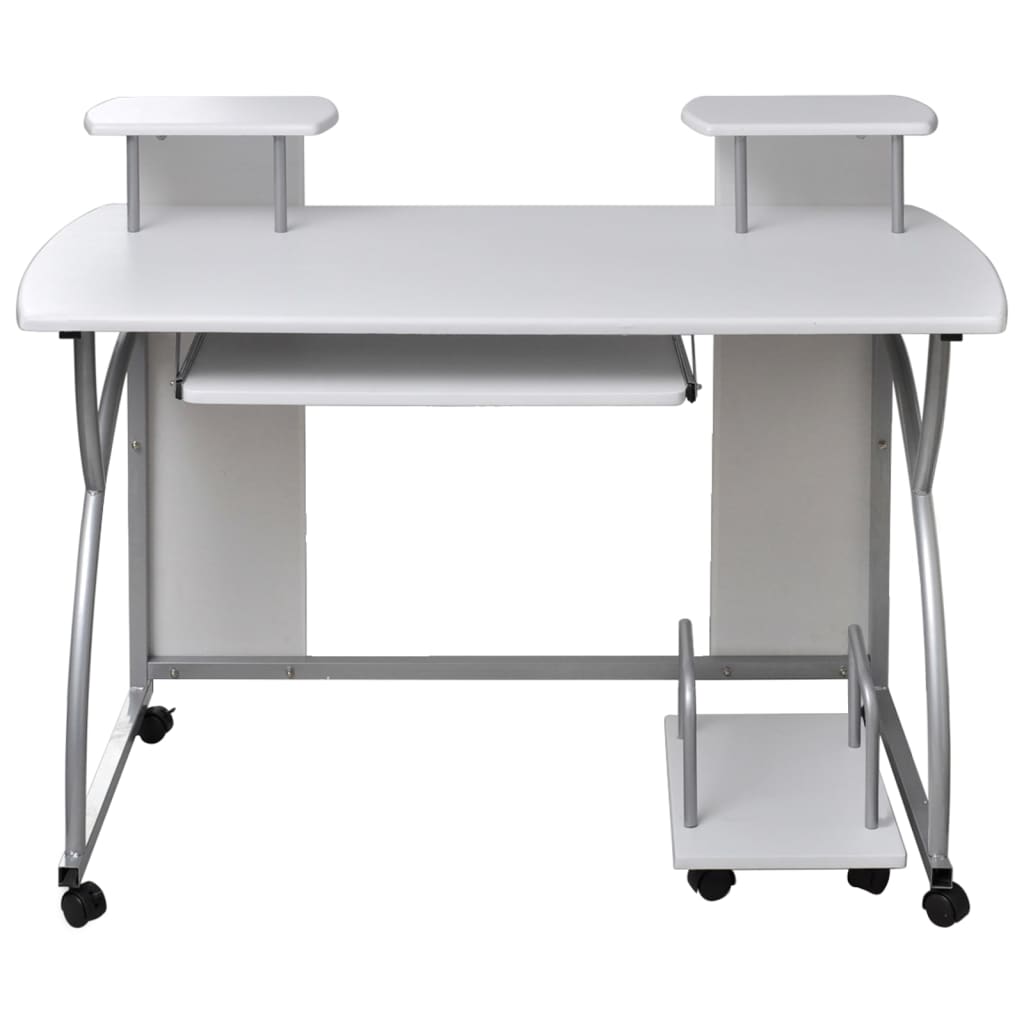 Tietokonepöytä valkoinen 110x52x88,5 cm tekninen puu - Sisustajankoti.fi