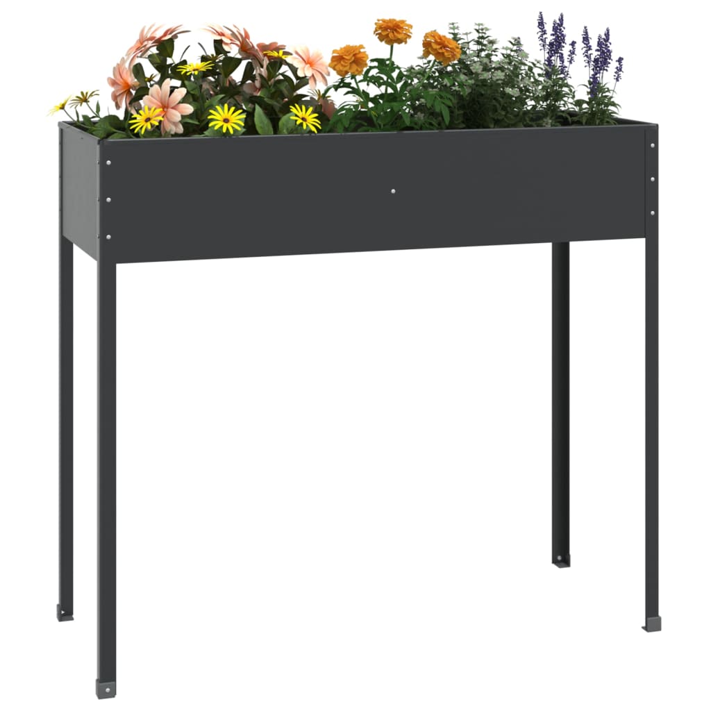 Kukkalaatikko antrasiitti 100,5x40,5x90 cm galvanoitu teräs - Sisustajankoti.fi