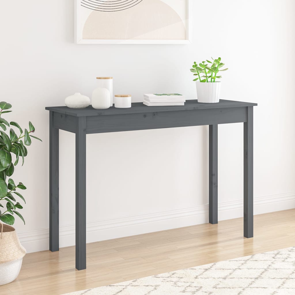 Konsolipöytä harmaa 110x40x75 cm täysi mänty - Sisustajankoti.fi