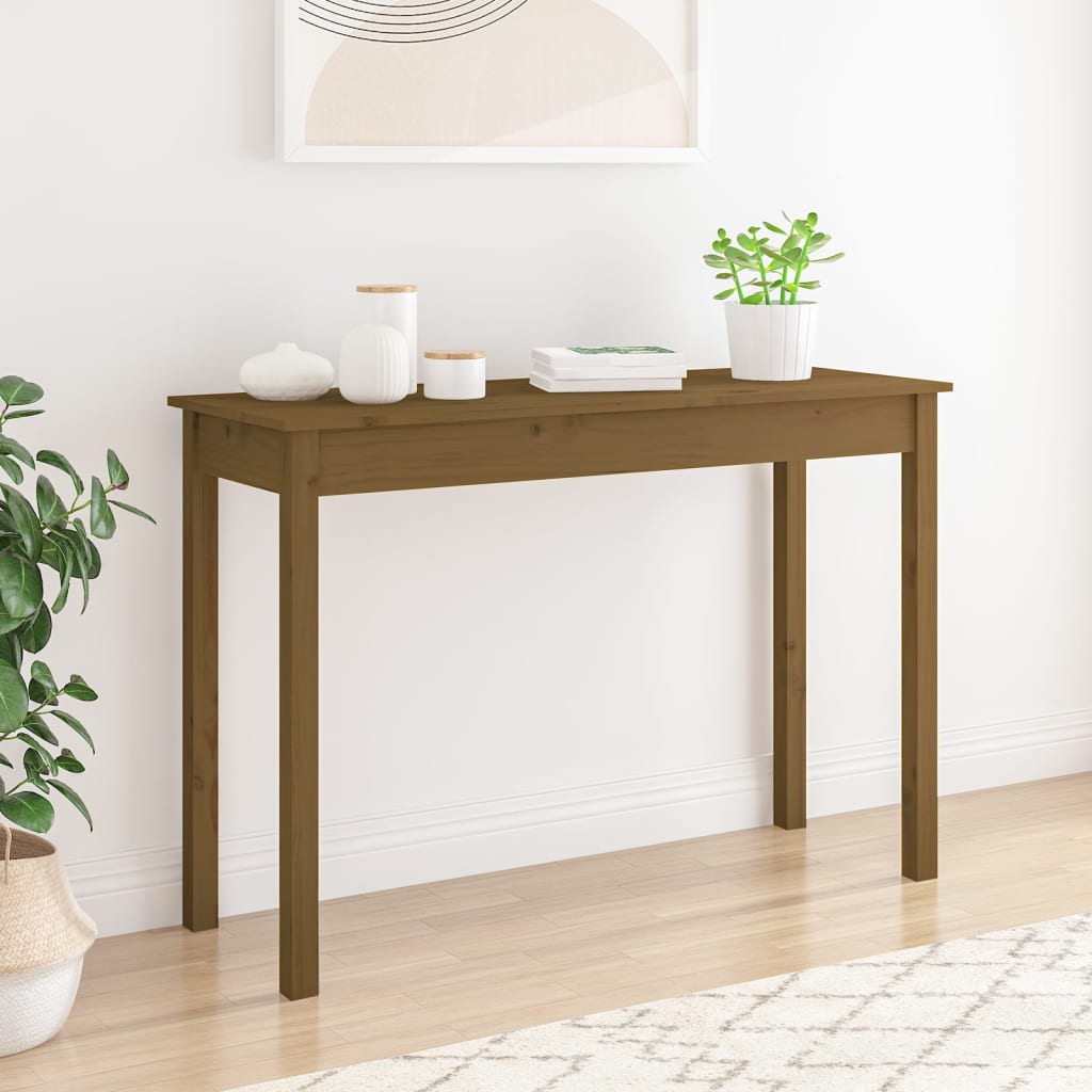 Konsolipöytä hunajanruskea 110x40x75 cm täysi mänty - Sisustajankoti.fi