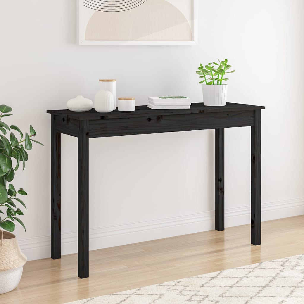 Konsolipöytä musta 110x40x75 cm täysi mänty - Sisustajankoti.fi