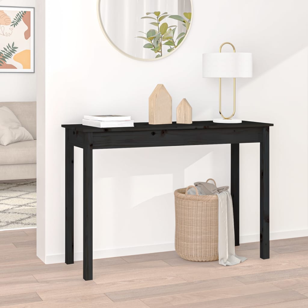 Konsolipöytä musta 110x40x75 cm täysi mänty - Sisustajankoti.fi