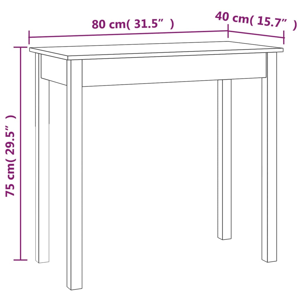 Konsolipöytä hunajanruskea 80x40x75 cm täysi mänty - Sisustajankoti.fi