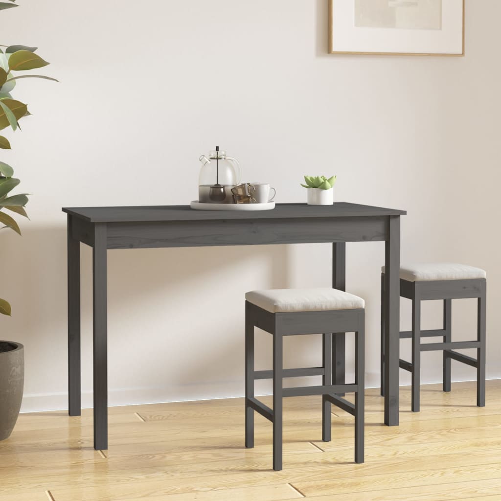 Ruokapöytä harmaa 110x55x75 cm täysi mänty - Sisustajankoti.fi