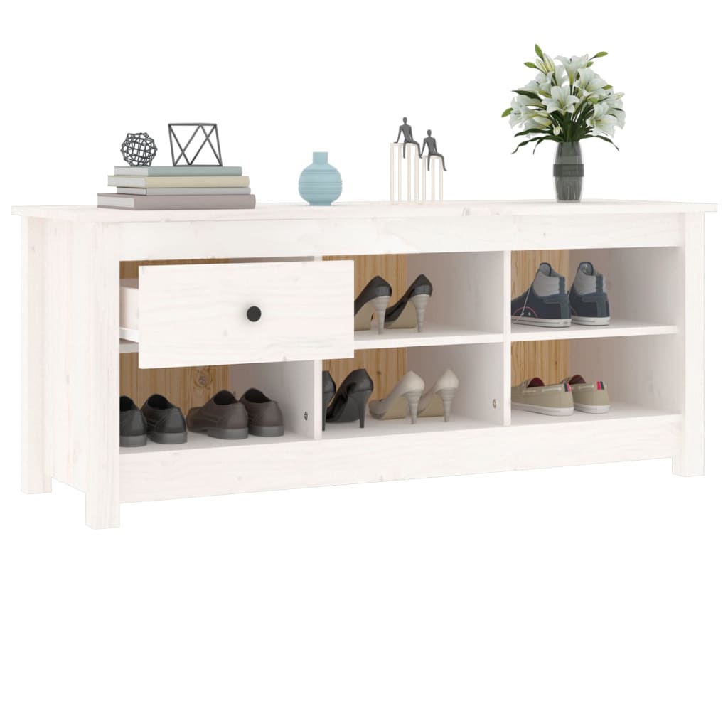 Kenkäkaappi valkoinen 110x38x45,5 cm täysi mänty - Sisustajankoti.fi