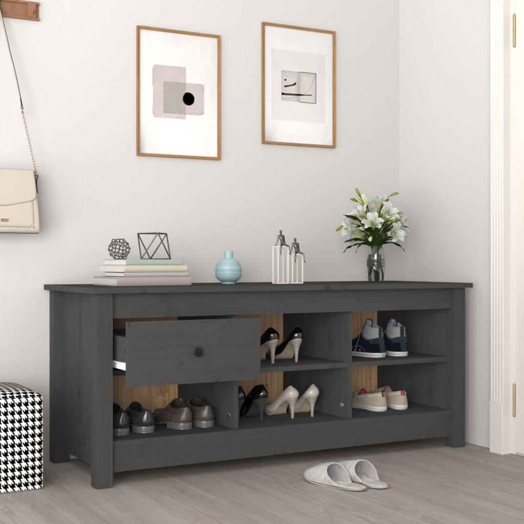 Kenkäkaappi harmaa 110x38x45,5 cm täysi mänty - Sisustajankoti.fi