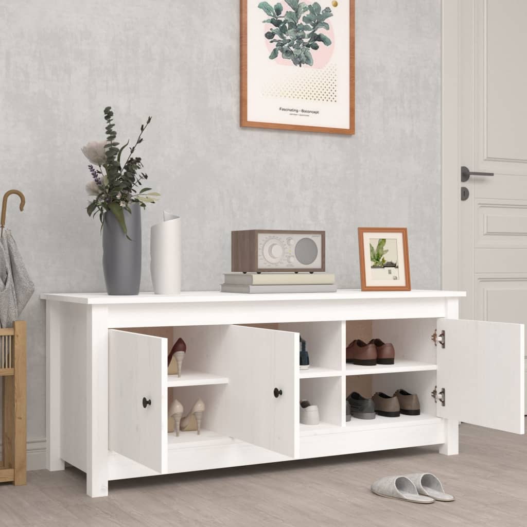 Kenkäkaappi valkoinen 110x38x45,5 cm täysi mänty - Sisustajankoti.fi