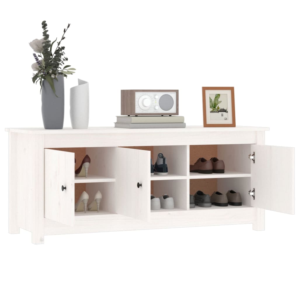 Kenkäkaappi valkoinen 110x38x45,5 cm täysi mänty - Sisustajankoti.fi