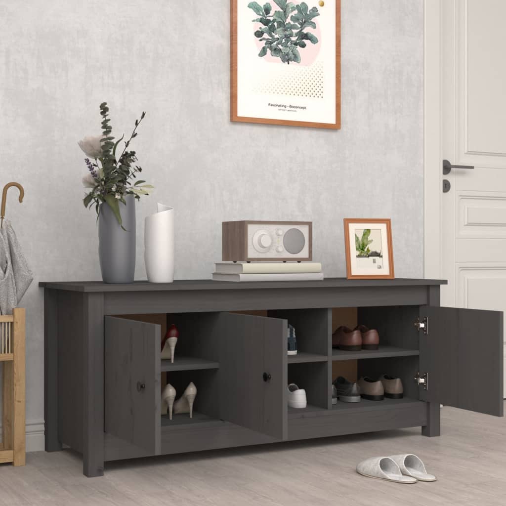 Kenkäkaappi harmaa 110x38x45,5 cm täysi mänty - Sisustajankoti.fi