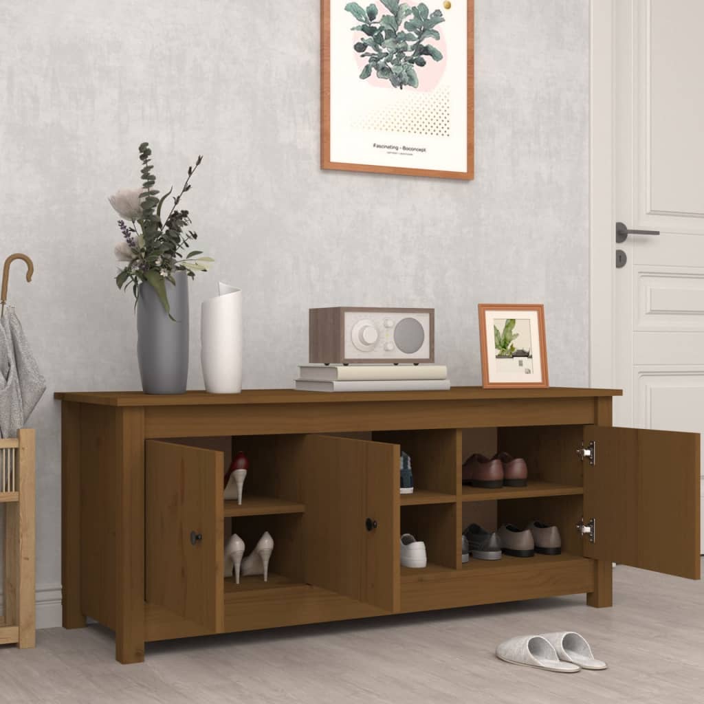 Kenkäkaappi hunajanruskea 110x38x45,5 cm täysi mänty - Sisustajankoti.fi