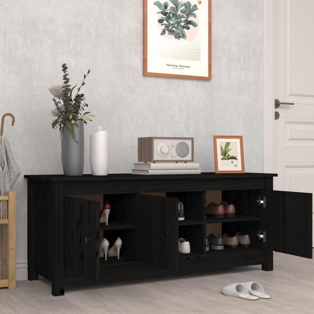 Kenkäkaappi musta 110x38x45,5 cm täysi mänty - Sisustajankoti.fi
