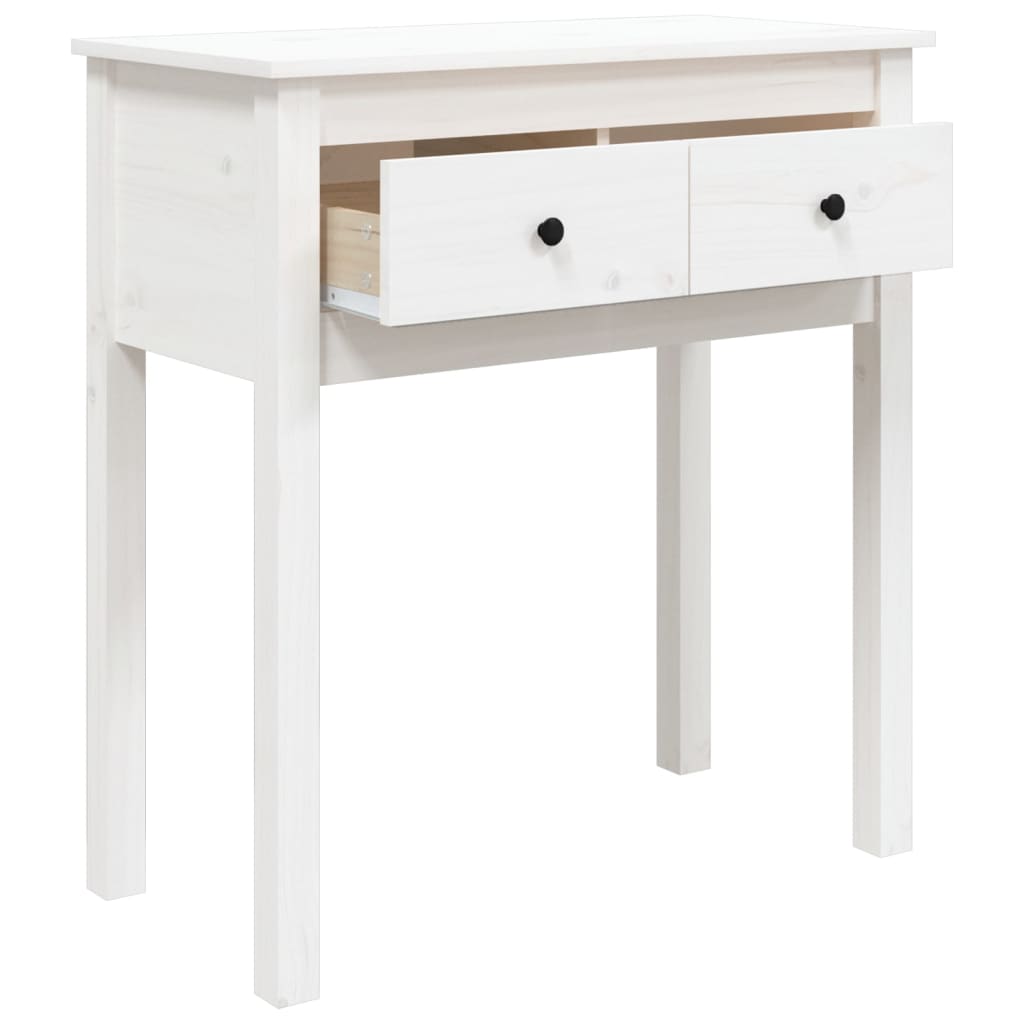 Konsolipöytä valkoinen 70x35x75 cm täysi mänty - Sisustajankoti.fi