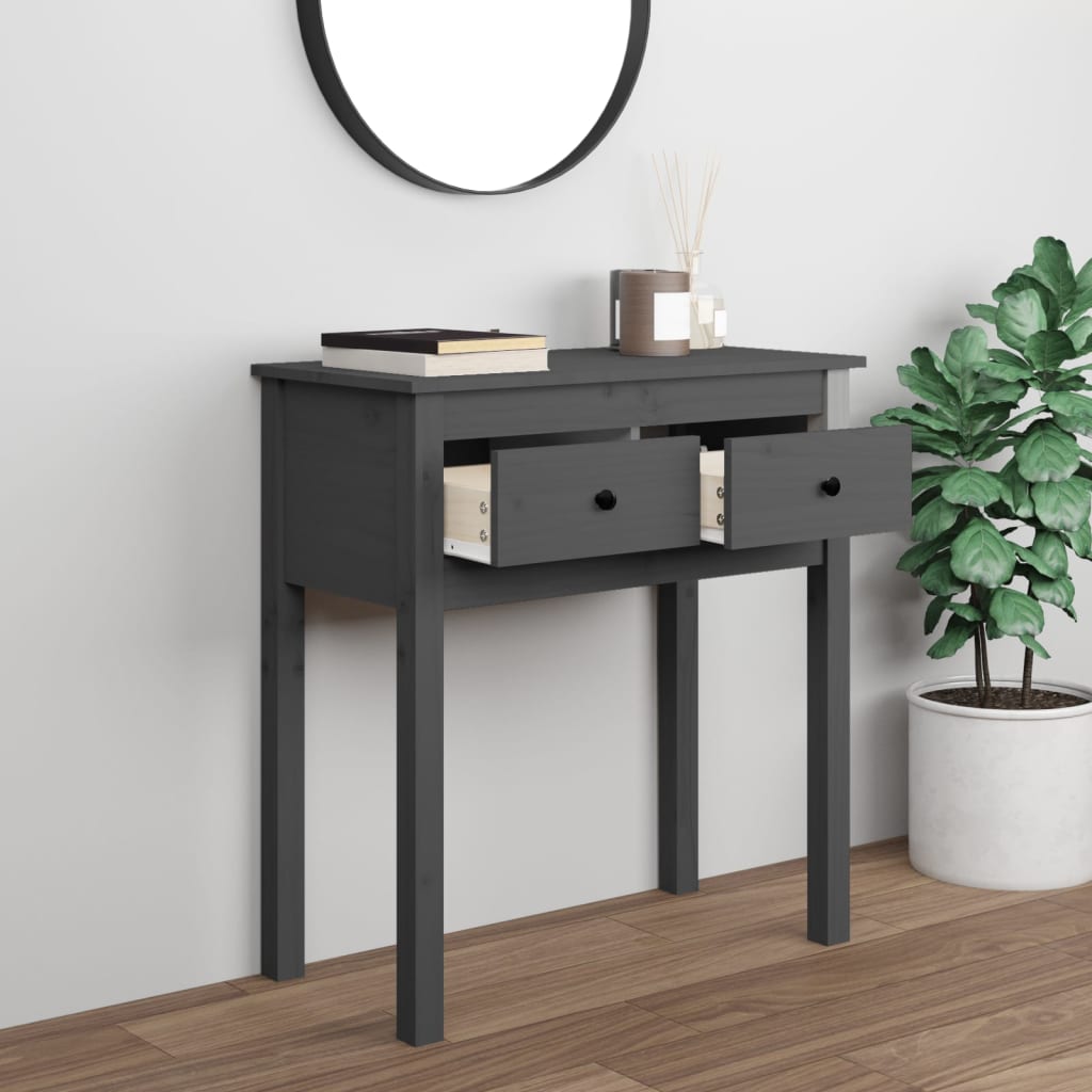 Konsolipöytä harmaa 70x35x75 cm täysi mänty - Sisustajankoti.fi