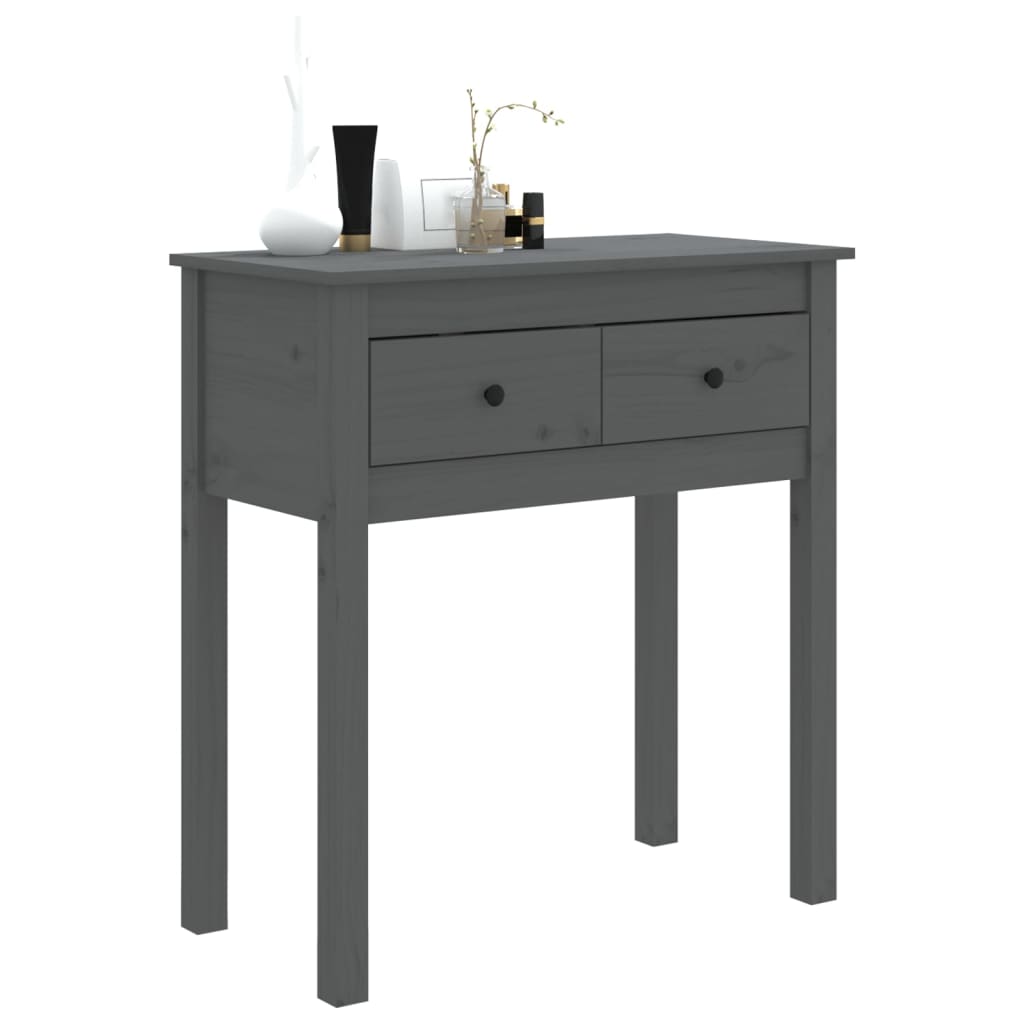 Konsolipöytä harmaa 70x35x75 cm täysi mänty - Sisustajankoti.fi