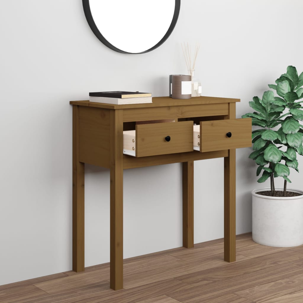 Konsolipöytä hunajanruskea 70x35x75 cm täysi mänty - Sisustajankoti.fi