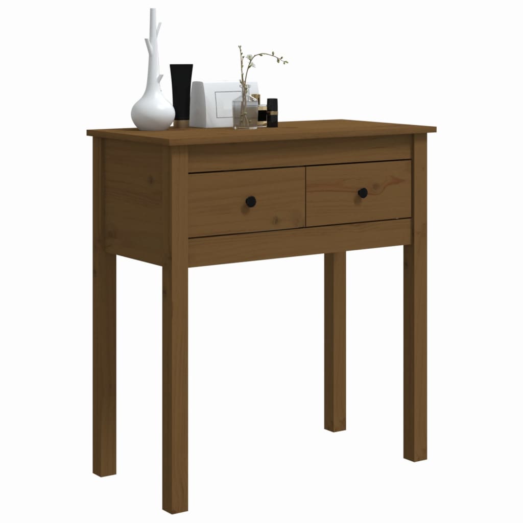 Konsolipöytä hunajanruskea 70x35x75 cm täysi mänty - Sisustajankoti.fi