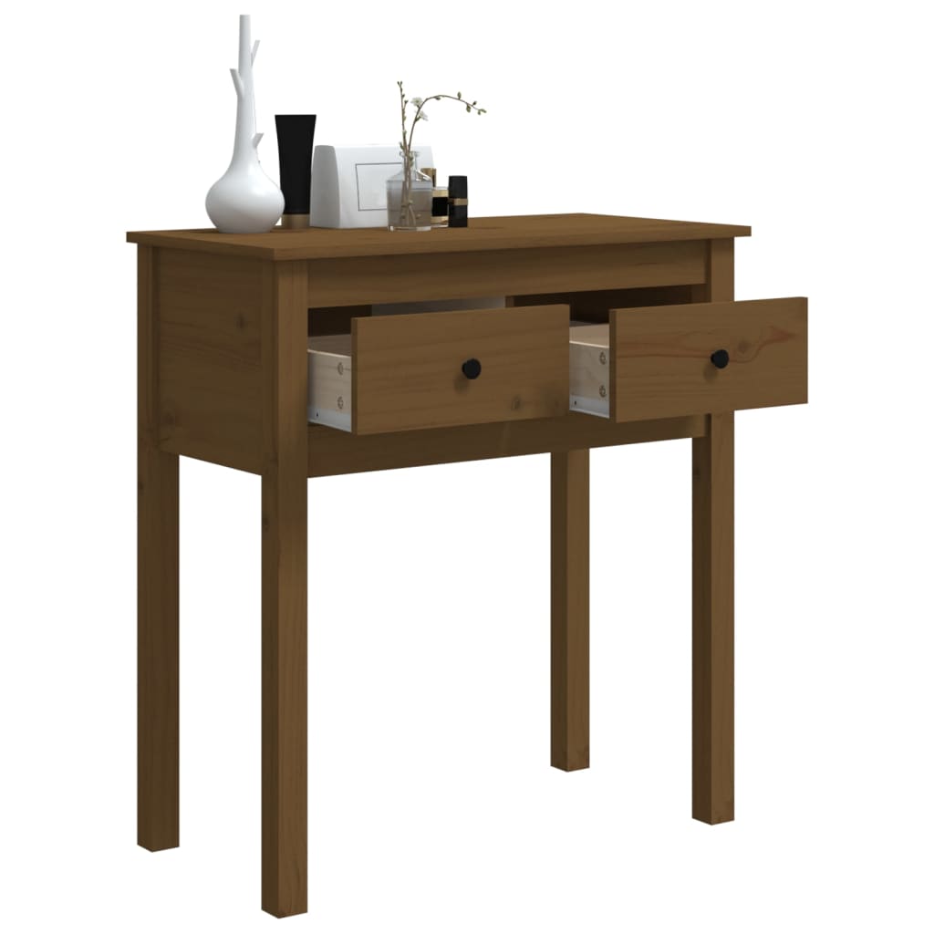 Konsolipöytä hunajanruskea 70x35x75 cm täysi mänty - Sisustajankoti.fi
