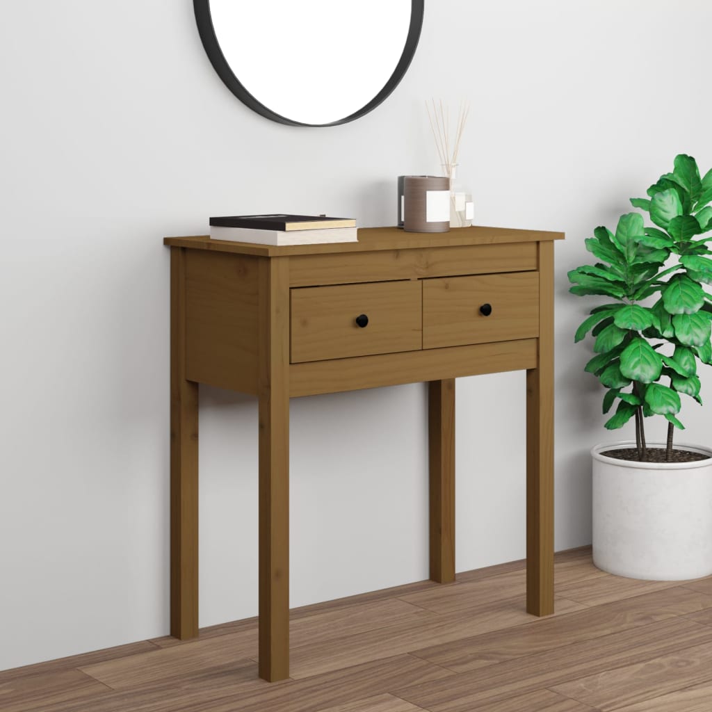 Konsolipöytä hunajanruskea 70x35x75 cm täysi mänty - Sisustajankoti.fi